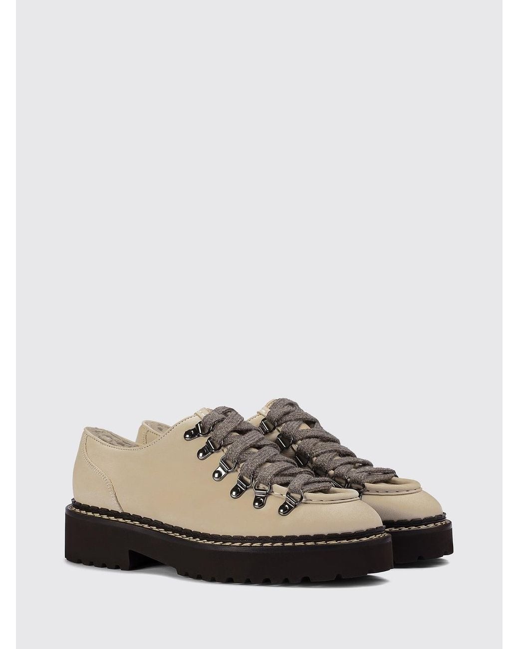 Doucal's White Suede Leather Derby Shoes With Wool Interior And Serrated Sole