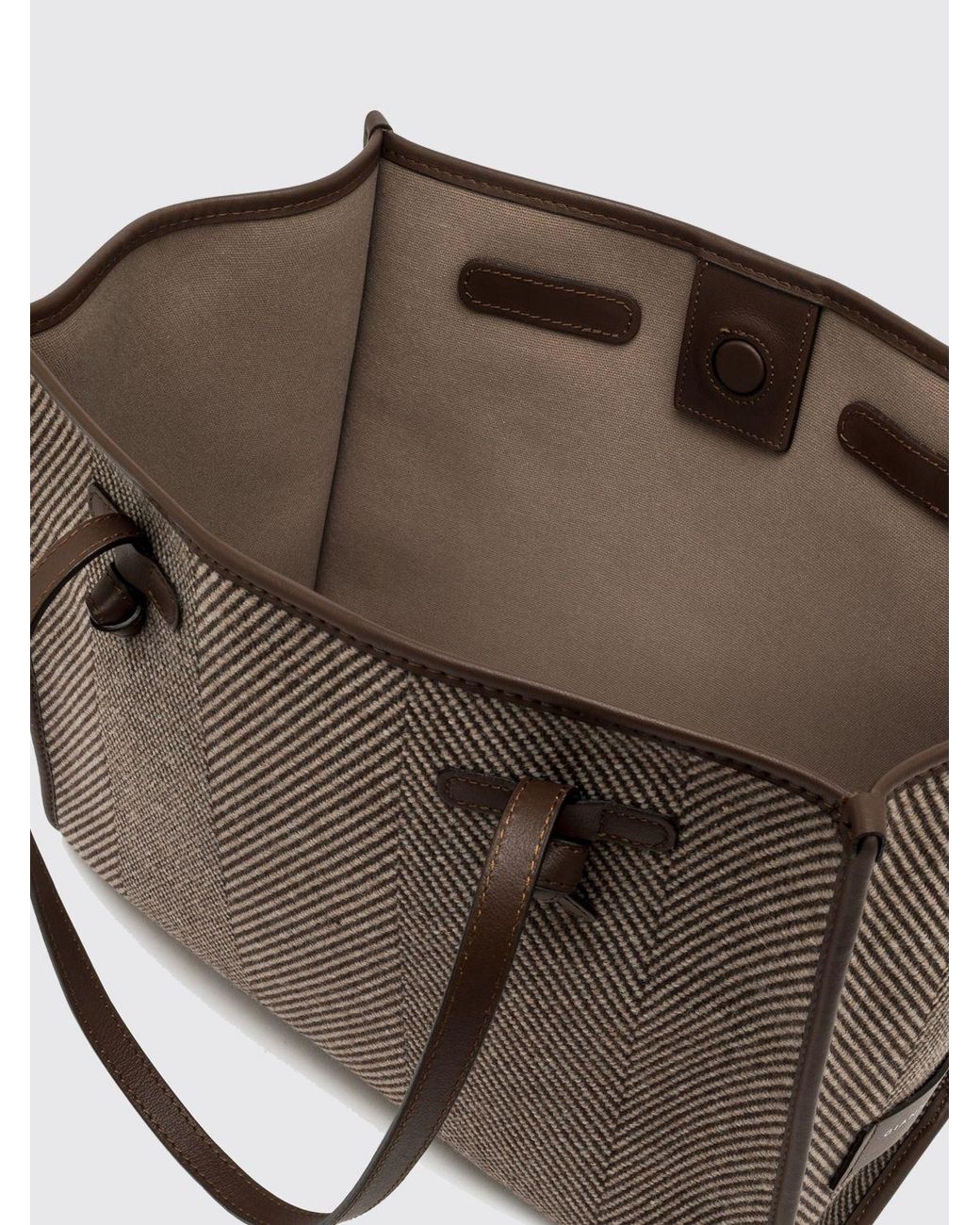 Gianni Chiarini Gray Marcella Chevron Wool Blend Shoulder Bag With Pouch