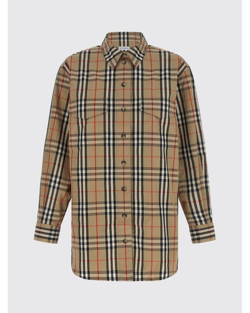 Burberry Gray Vintage Check Cotton Shirt With Concealed Buttoning