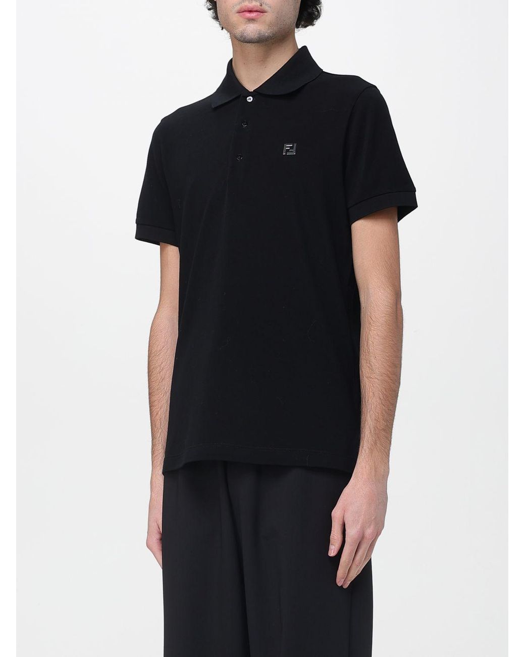 Fendi Black Ff Cotton Polo Shirt By for men