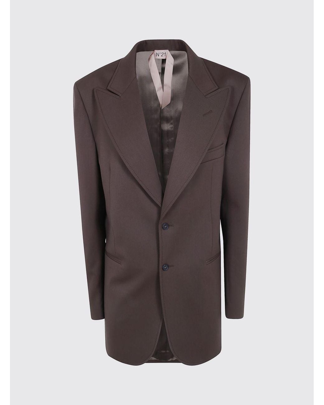 N°21 Gray Single-Breasted Cropped Wool-Blend Blazer With Peak Lapels