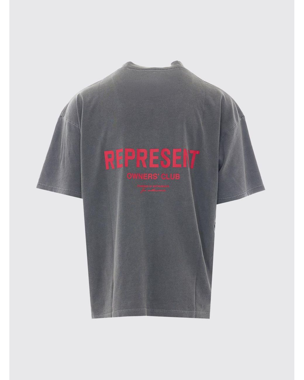 Represent Gray Crew Neck Cotton T-Shirt With Contrast Logo for men