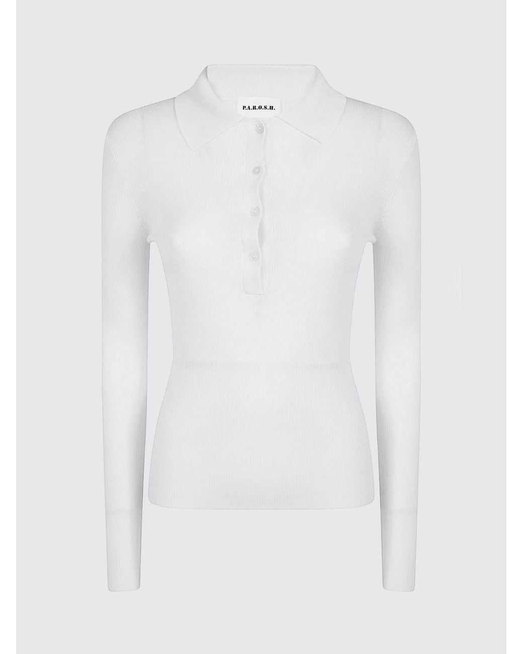 P.A.R.O.S.H. White P.A.R.O.S.H. Slim Fit Long-Sleeved Polo