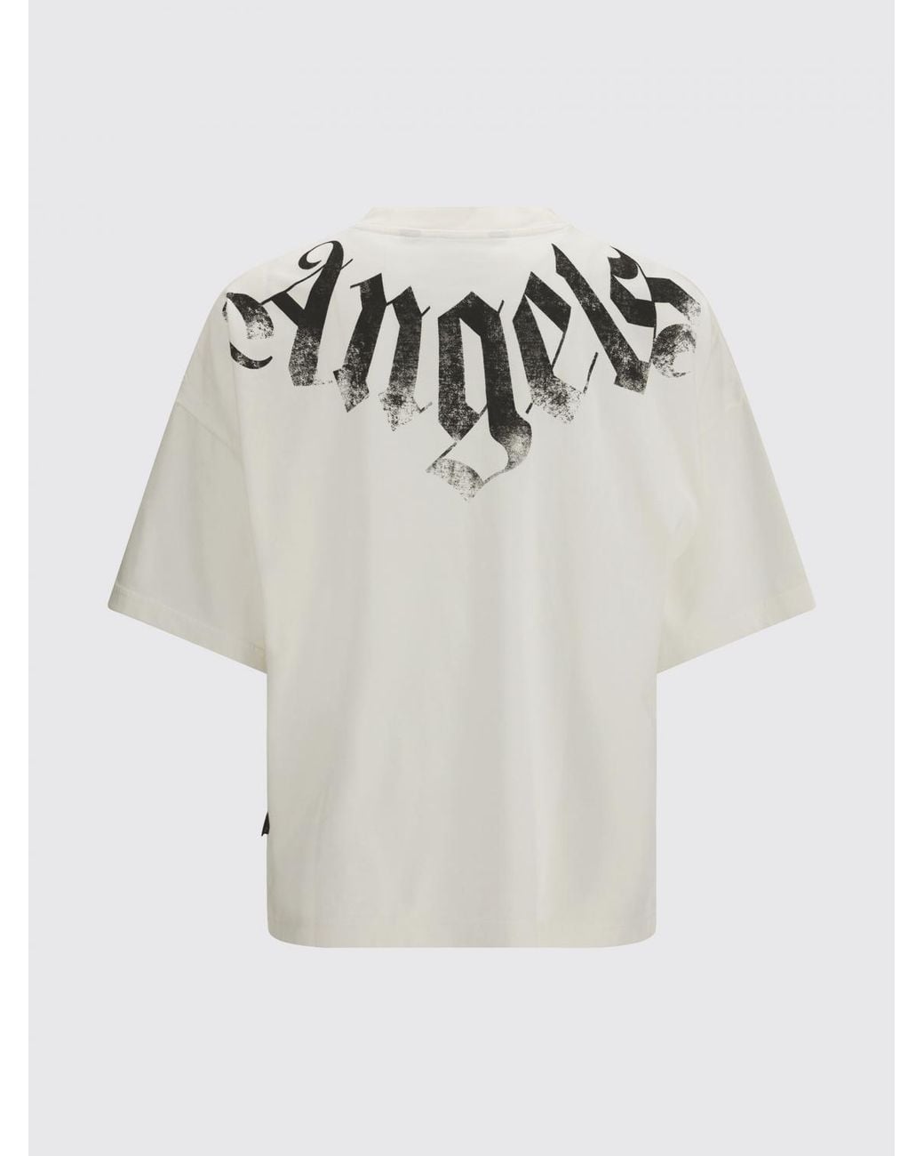 Palm Angels White Cotton T-Shirt With Logo for men