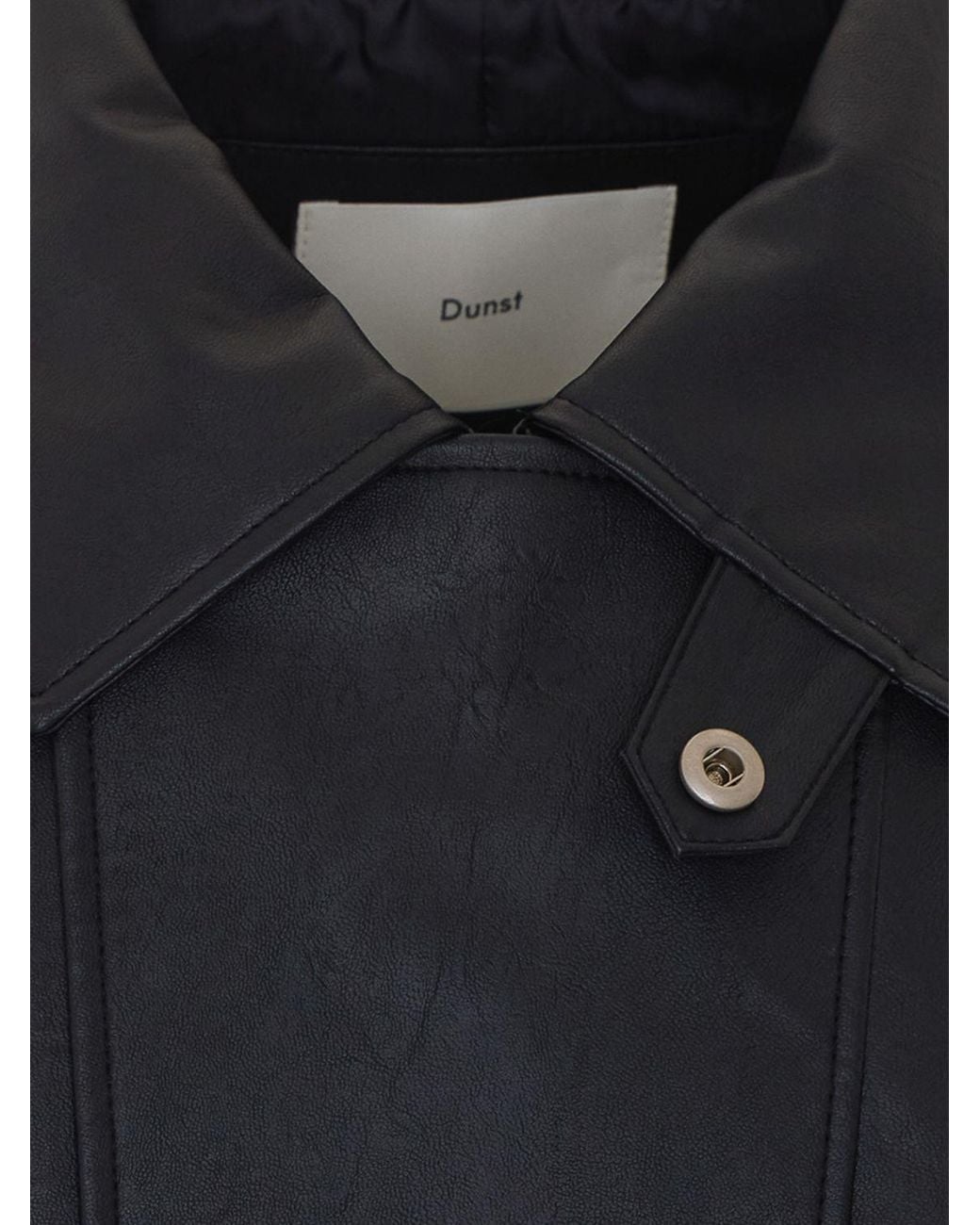 DUNST Black Faux Leather Jacket With A Classic Collar And Dropped Shoulders for men