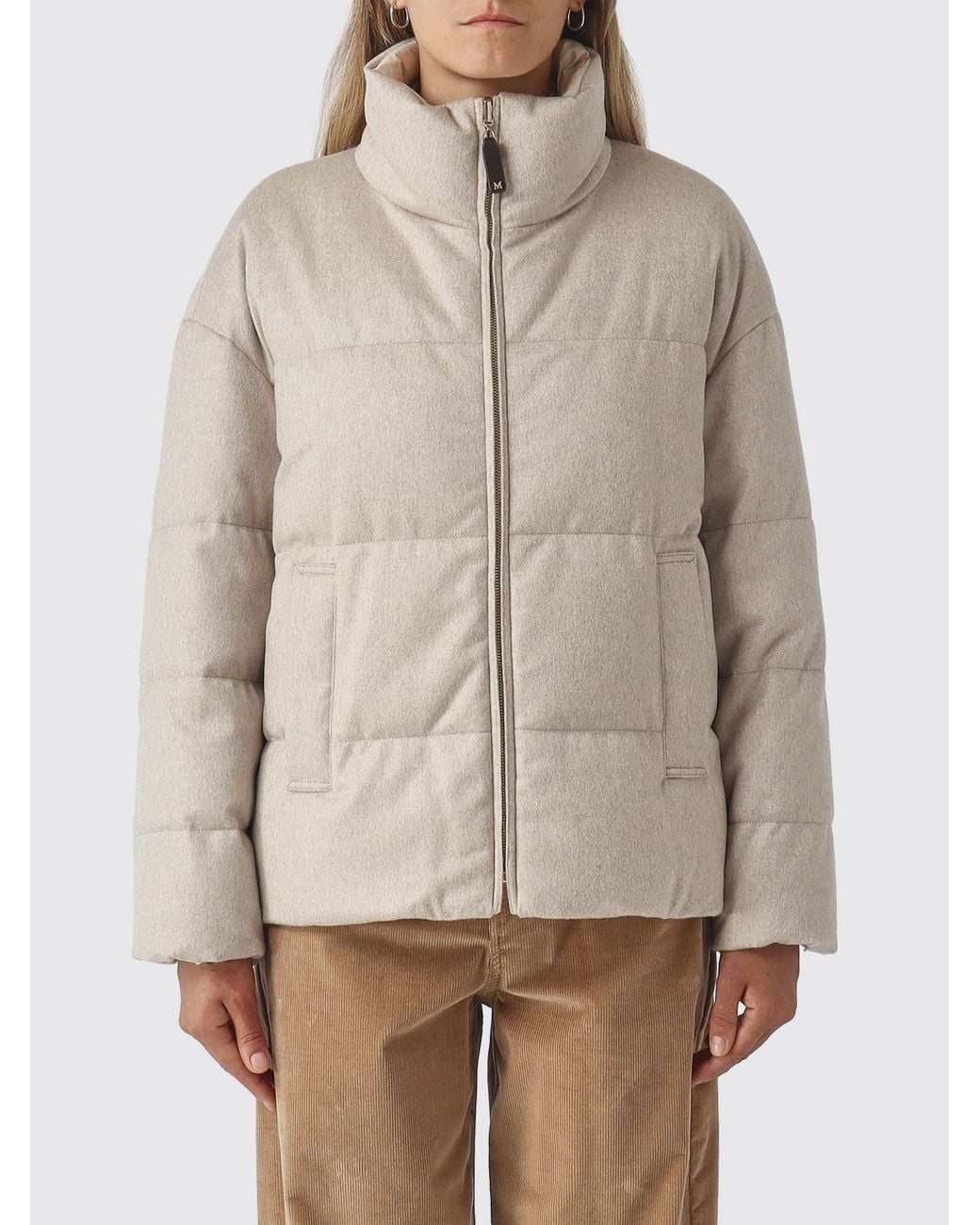Max Mara Natural Divina Reversible Cashmere Puffer Jacket With High Neck