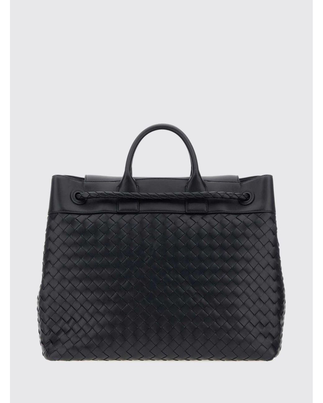 Bottega Veneta Black Andiamo Voyager Intrecciato Calfskin Leather Crossbody Bag for men