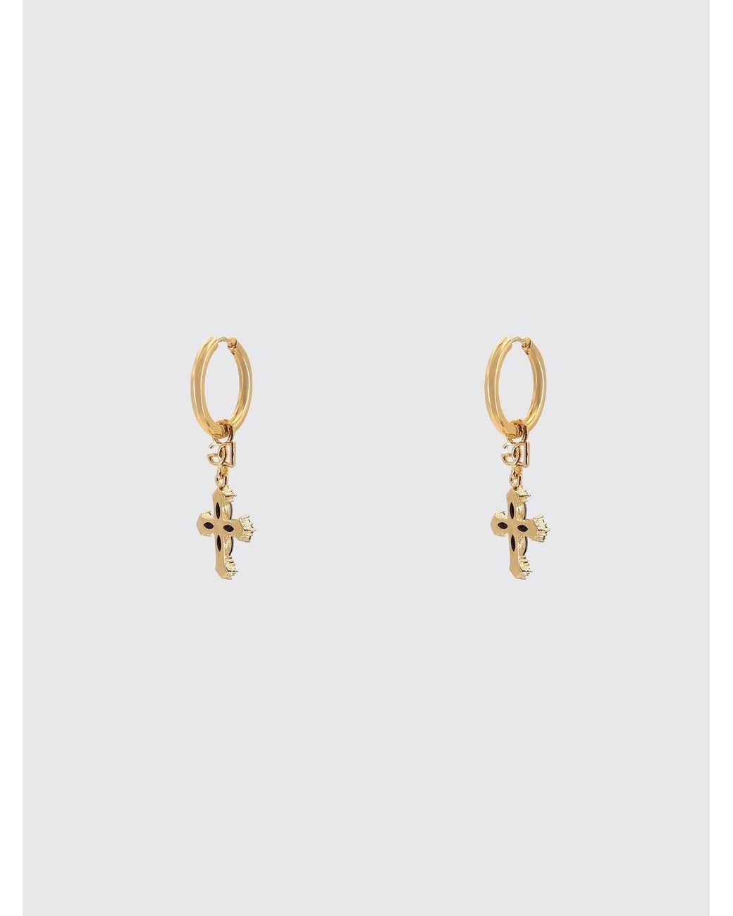 Dolce & Gabbana Metallic Dolce &Amp Gabbana Hoop Earrings With Dg Monogram Pendant And Rhinestones