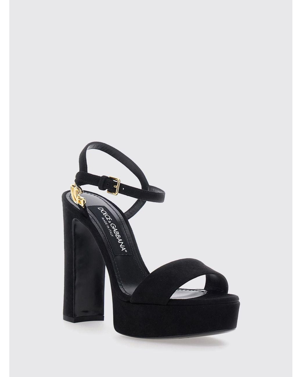 Dolce & Gabbana Black Dolce &Amp Gabbana Suede High-Heel Platform Sandals With Dg Monogram