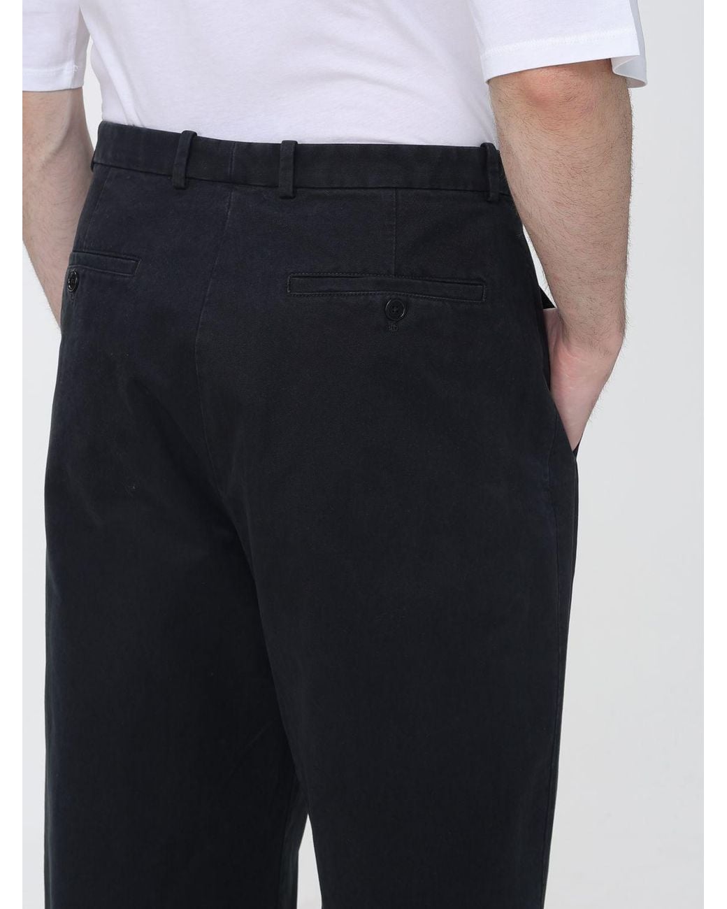 Jil Sander Blue Wide-Leg Cotton Trousers With Off-Center Closure for men