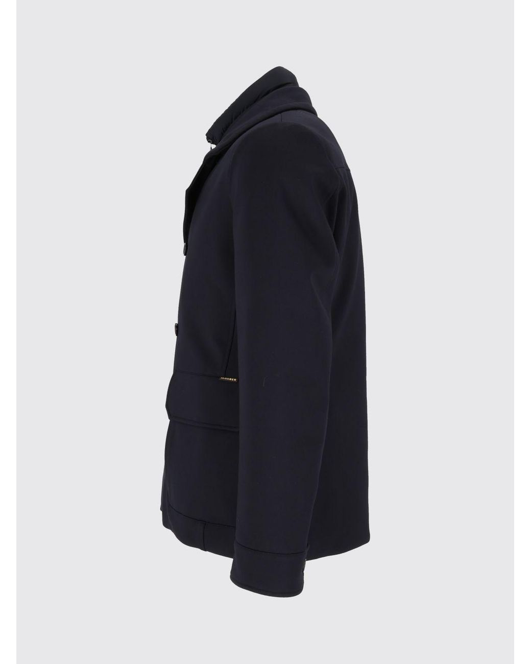 Moorer Blue Short Double-Breasted Coat for men