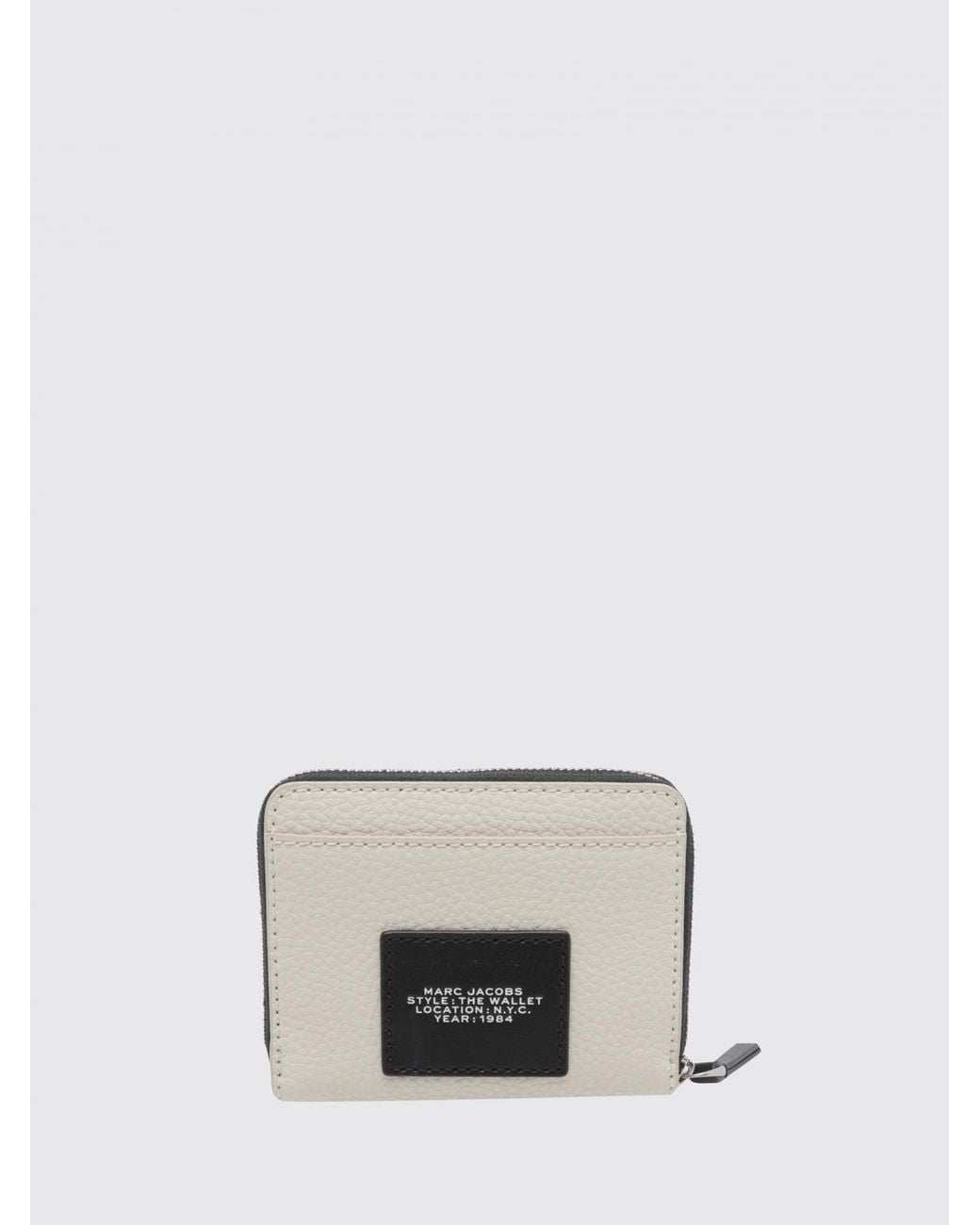 Marc Jacobs White Small Hammered Leather Wallet With Embroidered Logo