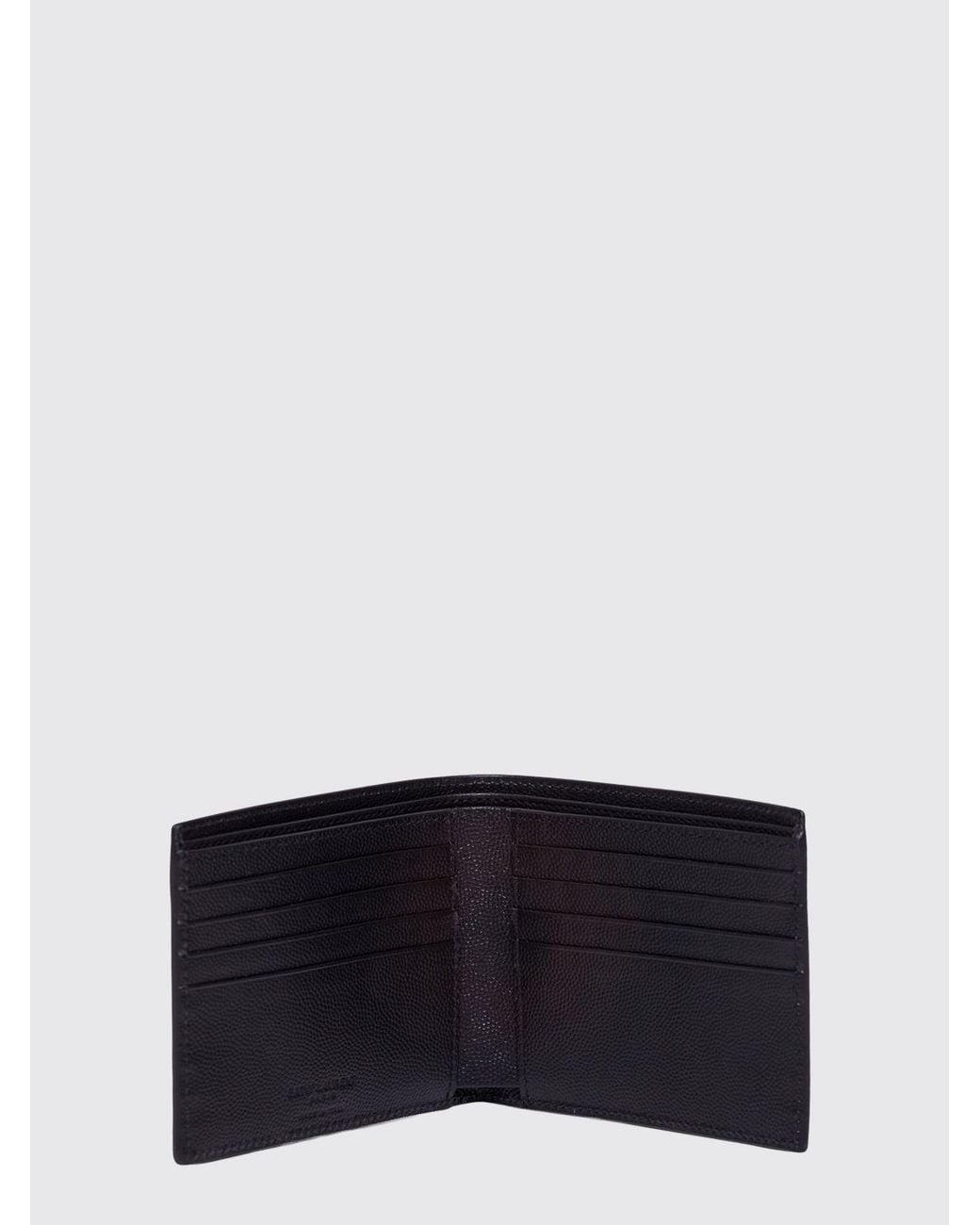 Saint Laurent Blue Grain De Poudre Leather Bifold Wallet With Eight Slots for men