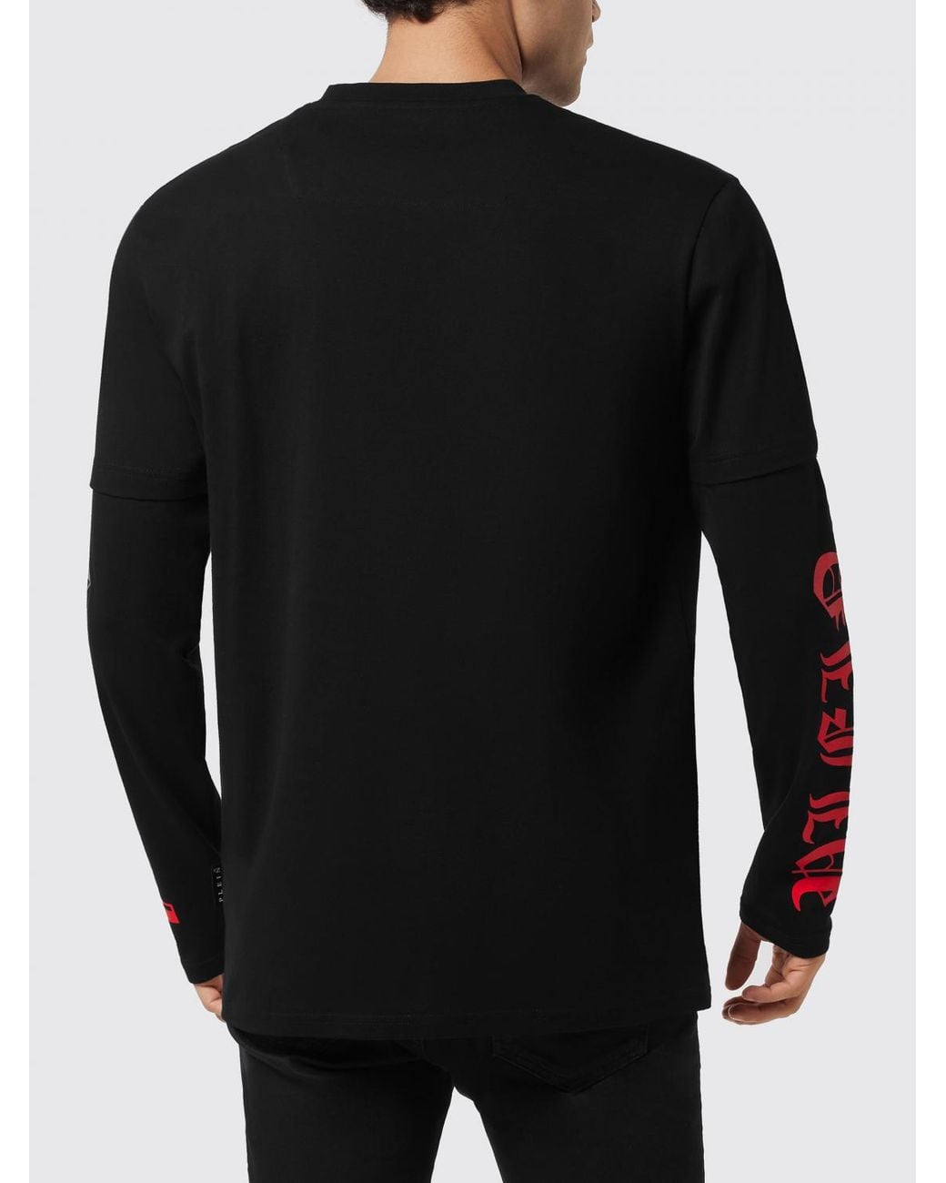 Philipp Plein Black Cotton T-Shirt With Logo for men