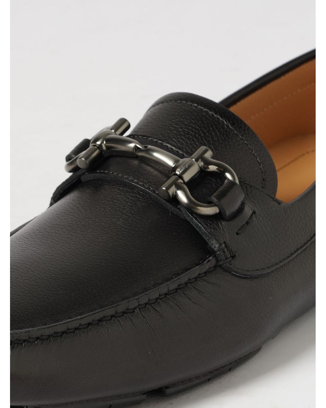Ferragamo White Gancini Driver Loafers for men