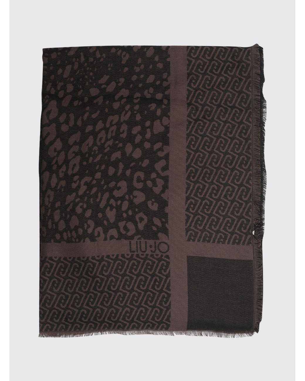 Estola De Viscosa Con Estampado Animalier Y Logotipo Jacquard All-Over Liu Jo de color Black