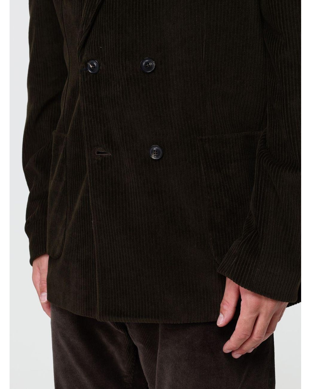 Circolo 1901 Black Double-Breasted Cotton Velvet Blazer With Patch Pockets for men