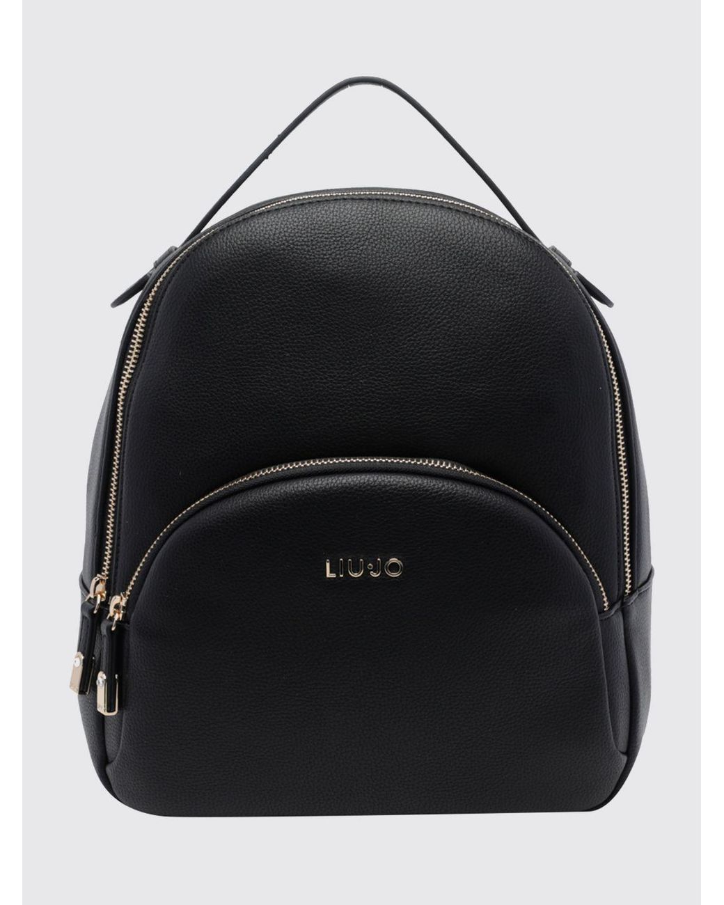 Liu Jo Black Polyester Backpack With Metallic Logo And Adjustable Shoulder Straps