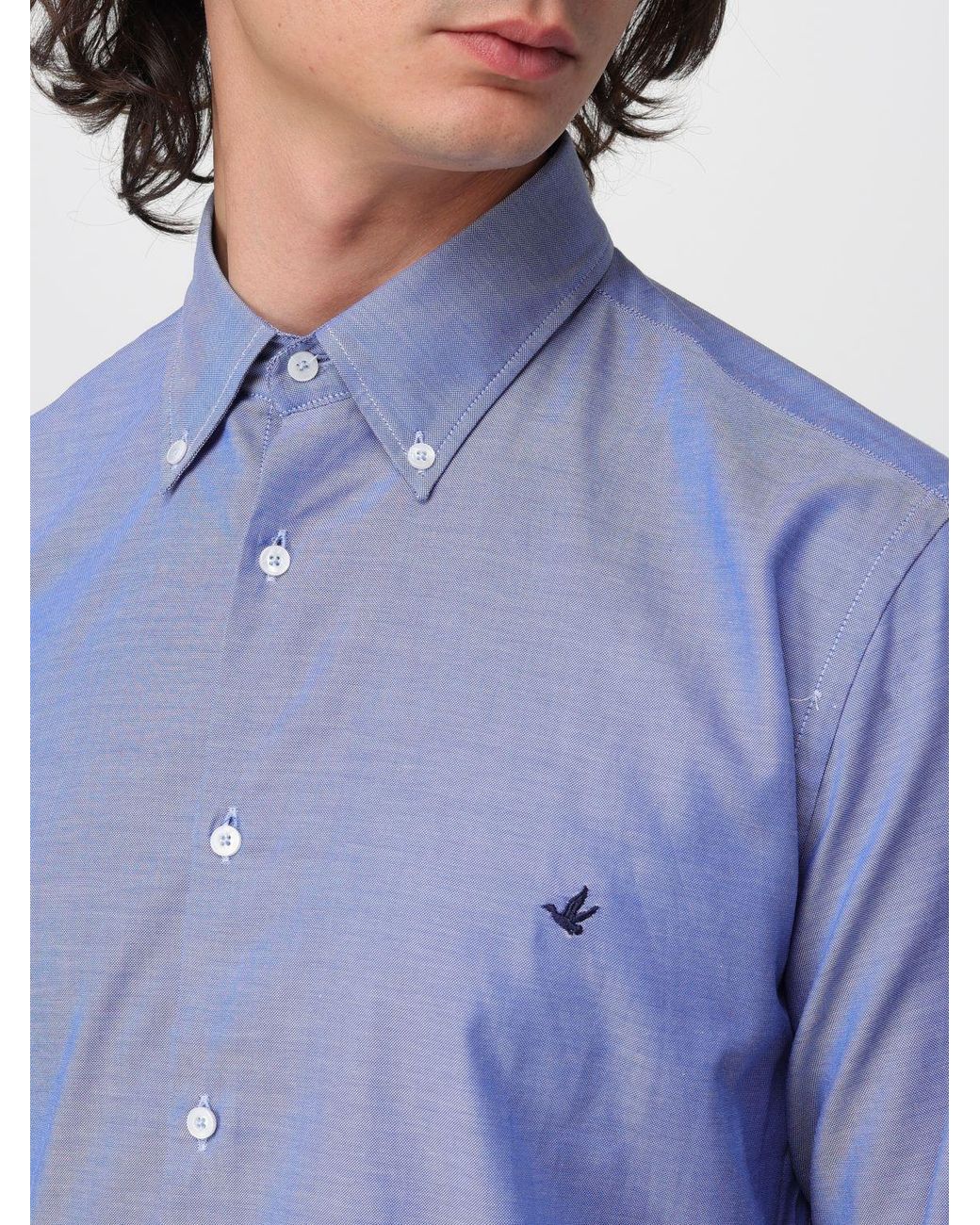 Brooksfield Blue Button-Down Collar Casual Shirt for men