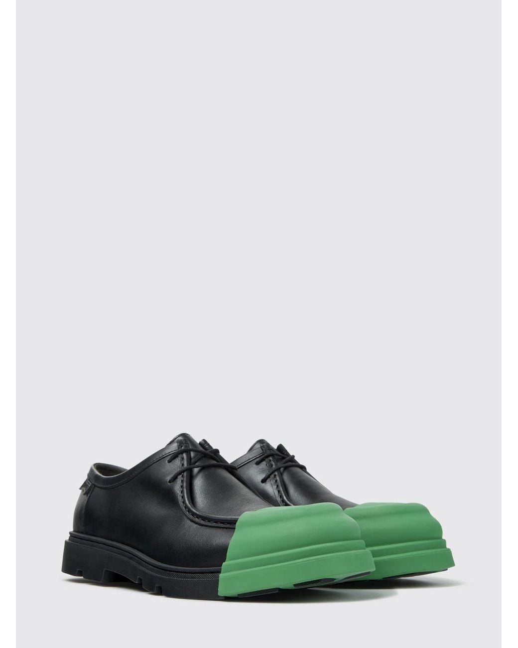Camper Green Junction Smooth Calfskin Leather Derby Shoes With Rubber Toe for men