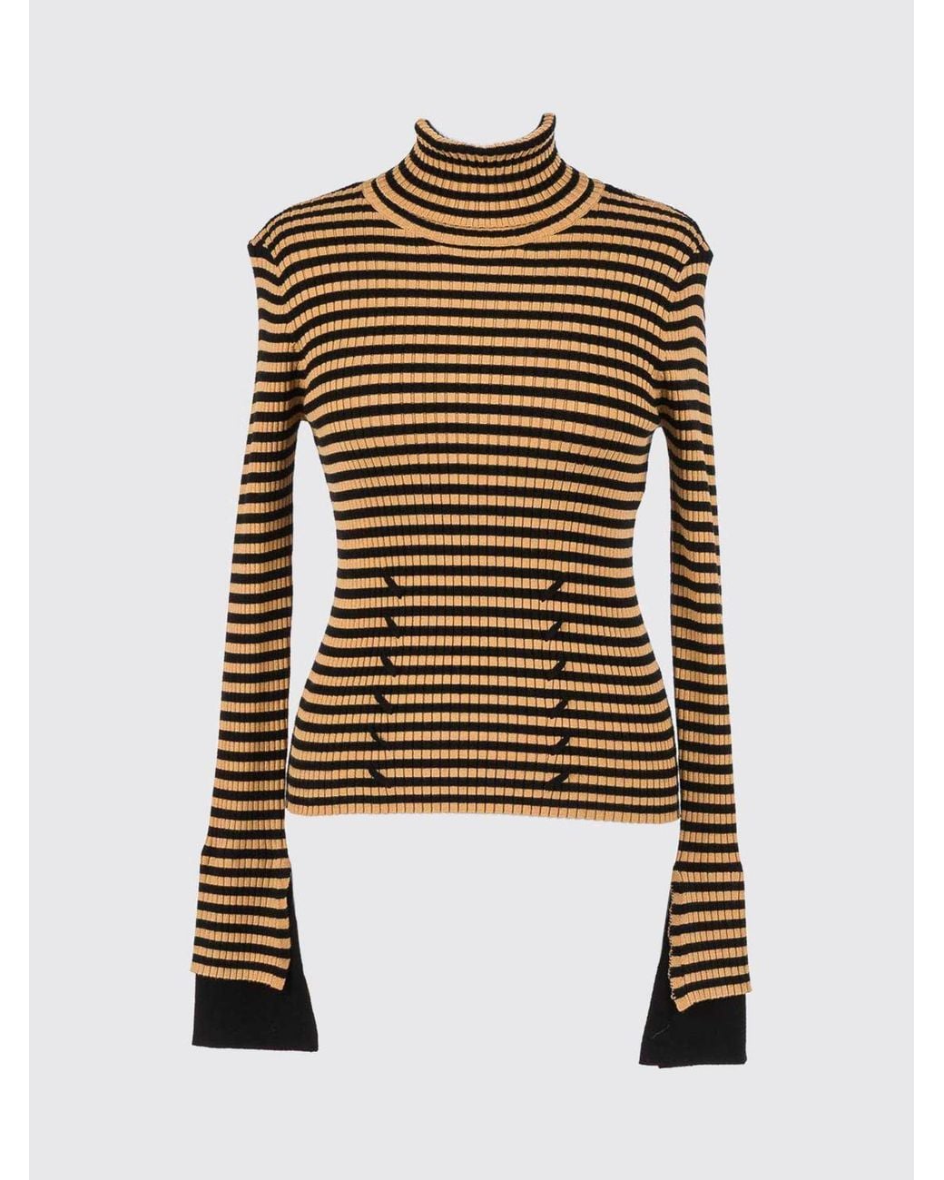 Twinset Black Striped Slim Fit Turtleneck