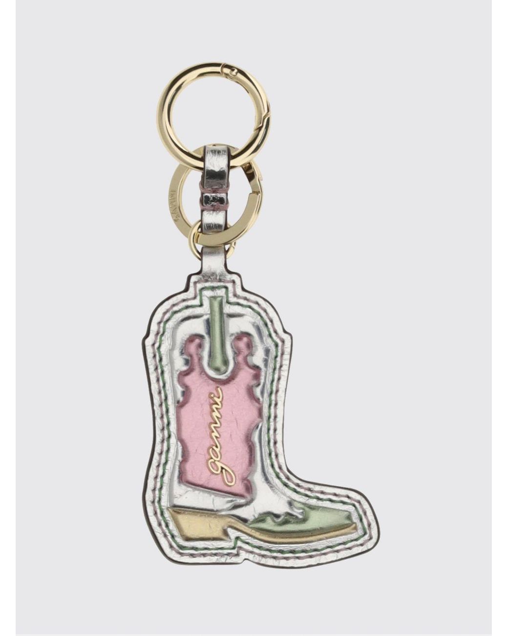 Ganni White Western Boot Keychain