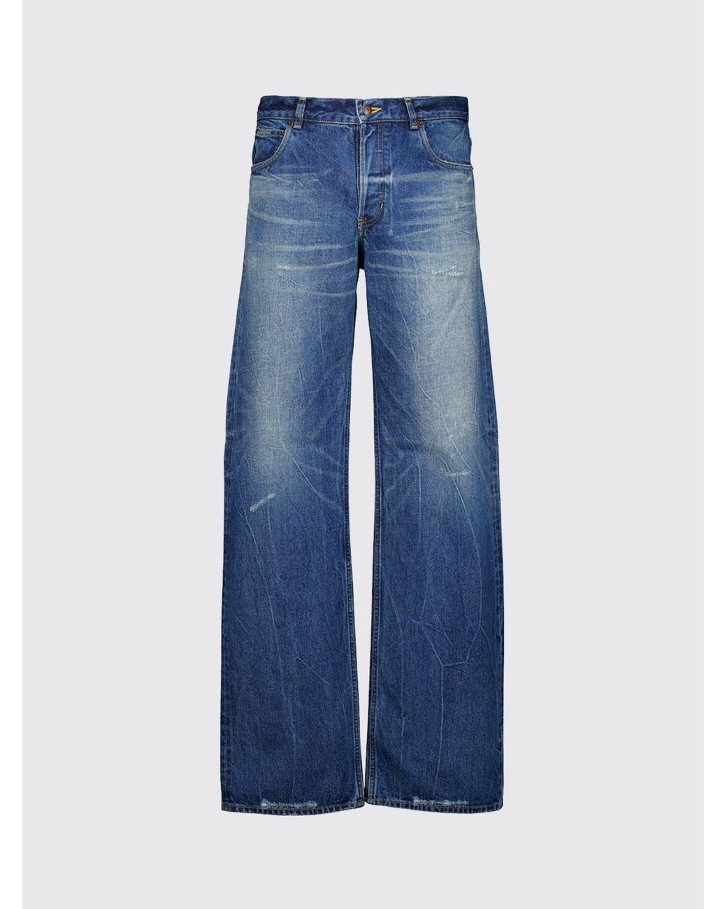 McQueen Blue Wide-Leg Distressed Denim Jeans for men