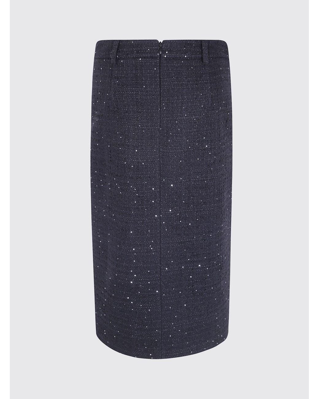 Semicouture Blue Beaded And Sequin Embroidered Cotton-Blend Midi Pencil Skirt