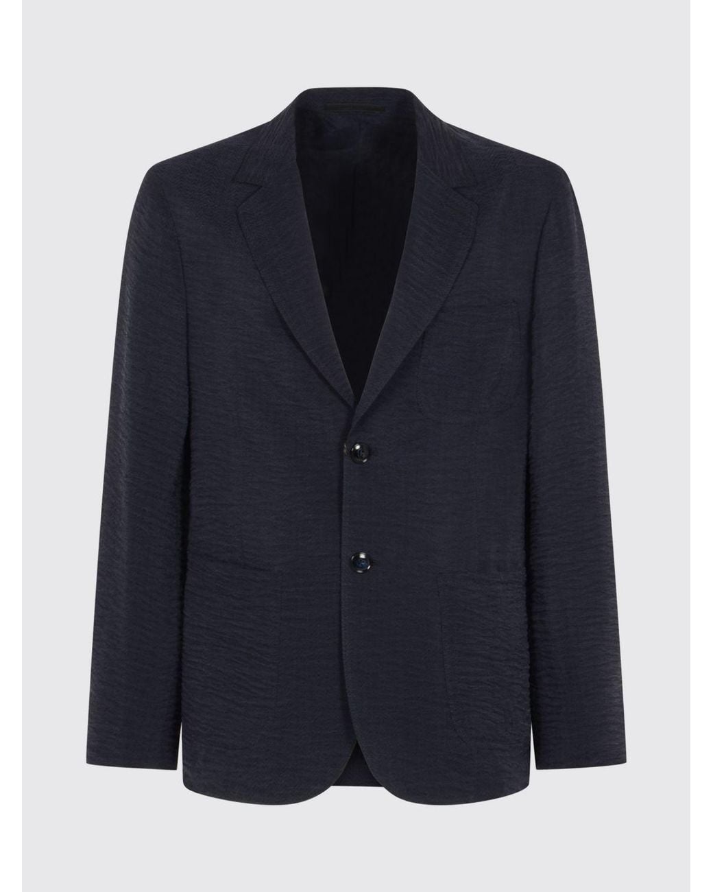 Giorgio Armani Blue Single Breasted Cotton Blend Blazer for men