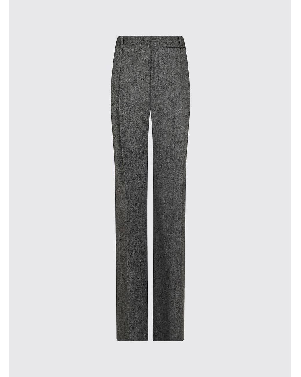 Ermanno Scervino Gray High-Waisted Wide-Leg Chevron Trousers