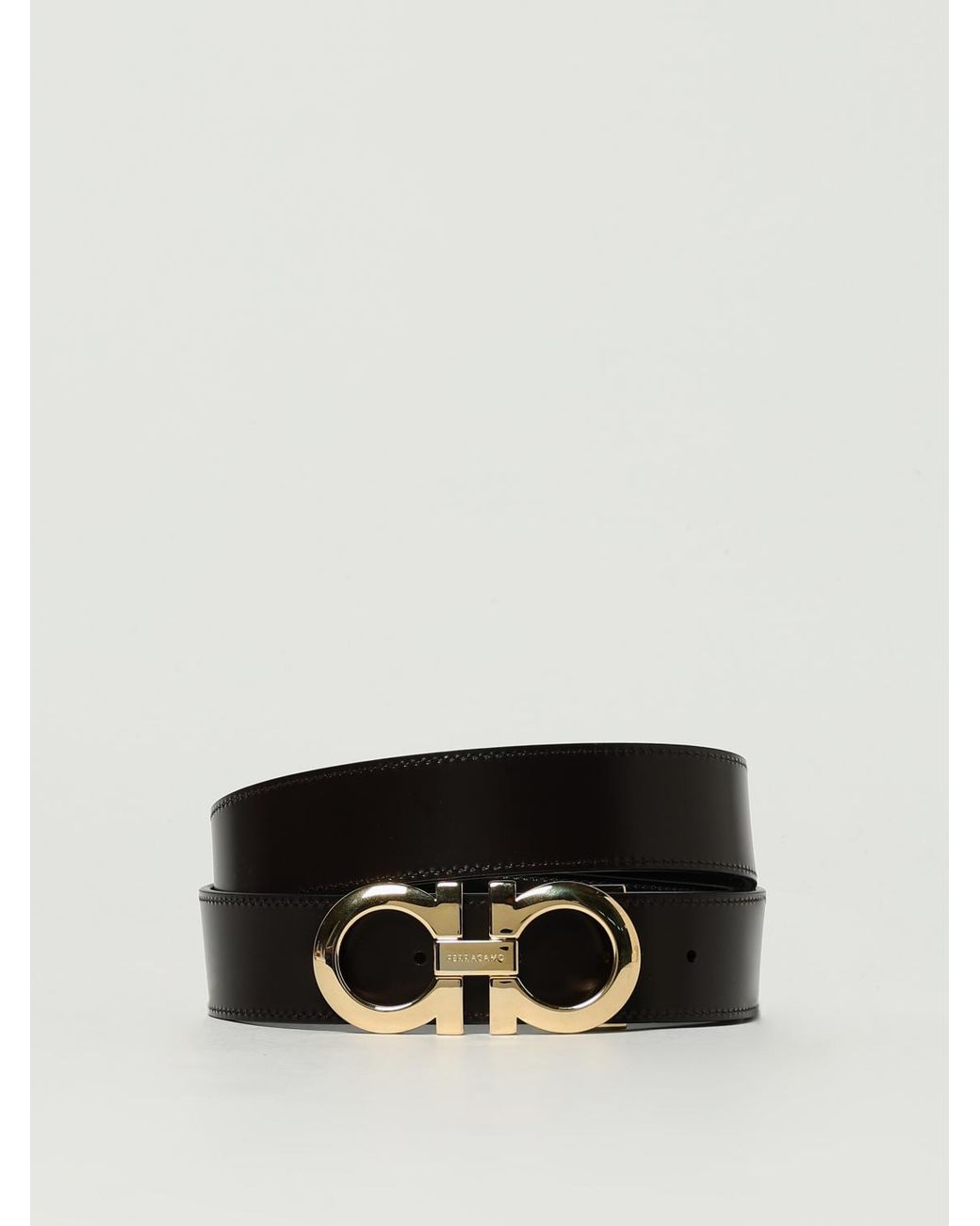 Ferragamo Black Gancini Reversible Leather Belt for men