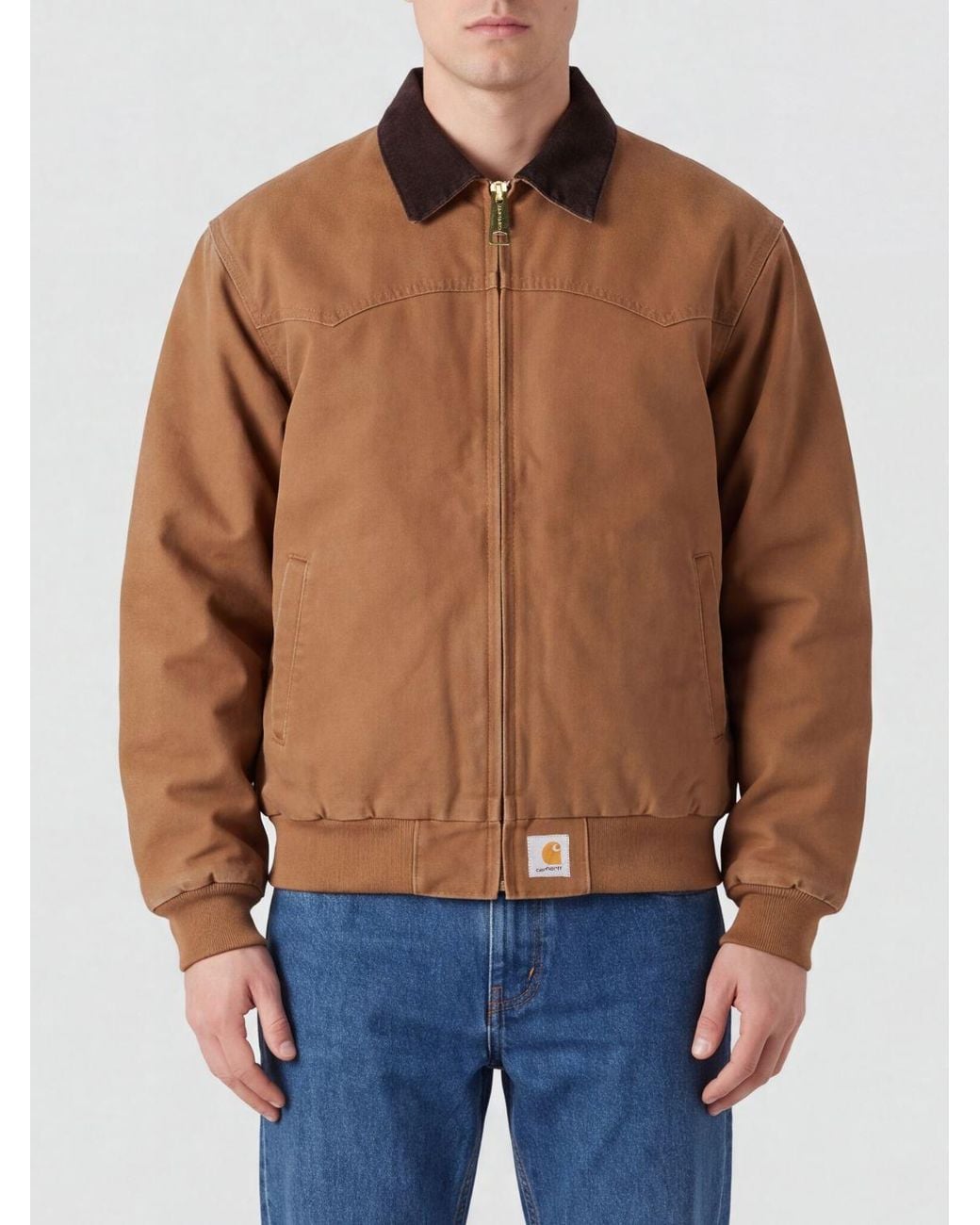 Carhartt Blue Og Santa Fe Organic Cotton Canvas Jacket With Corduroy Collar for men