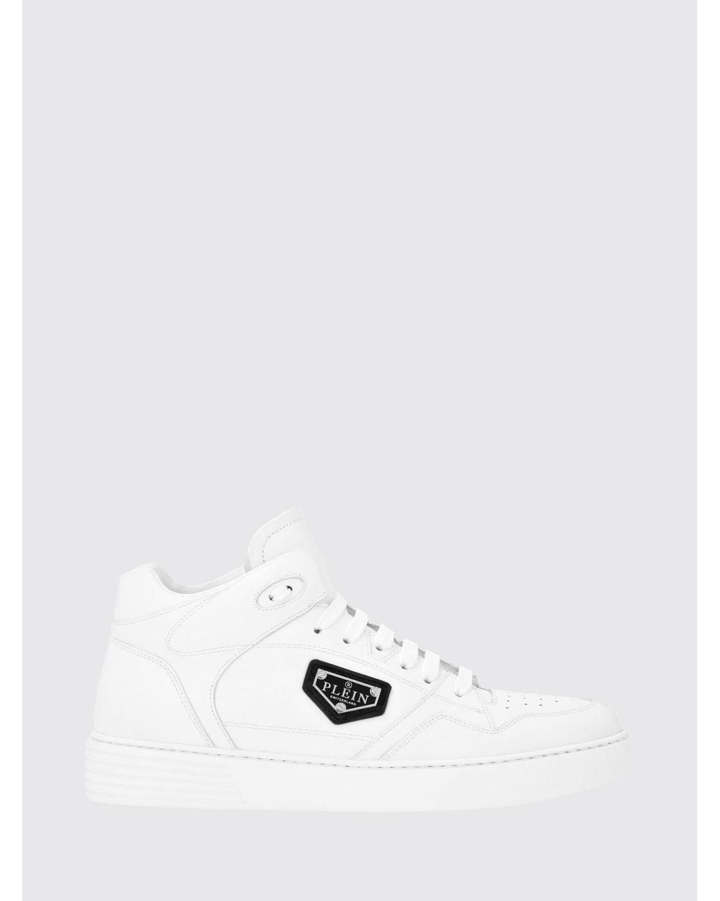 Philipp Plein White High-Top Lace-Up Sneakers for men
