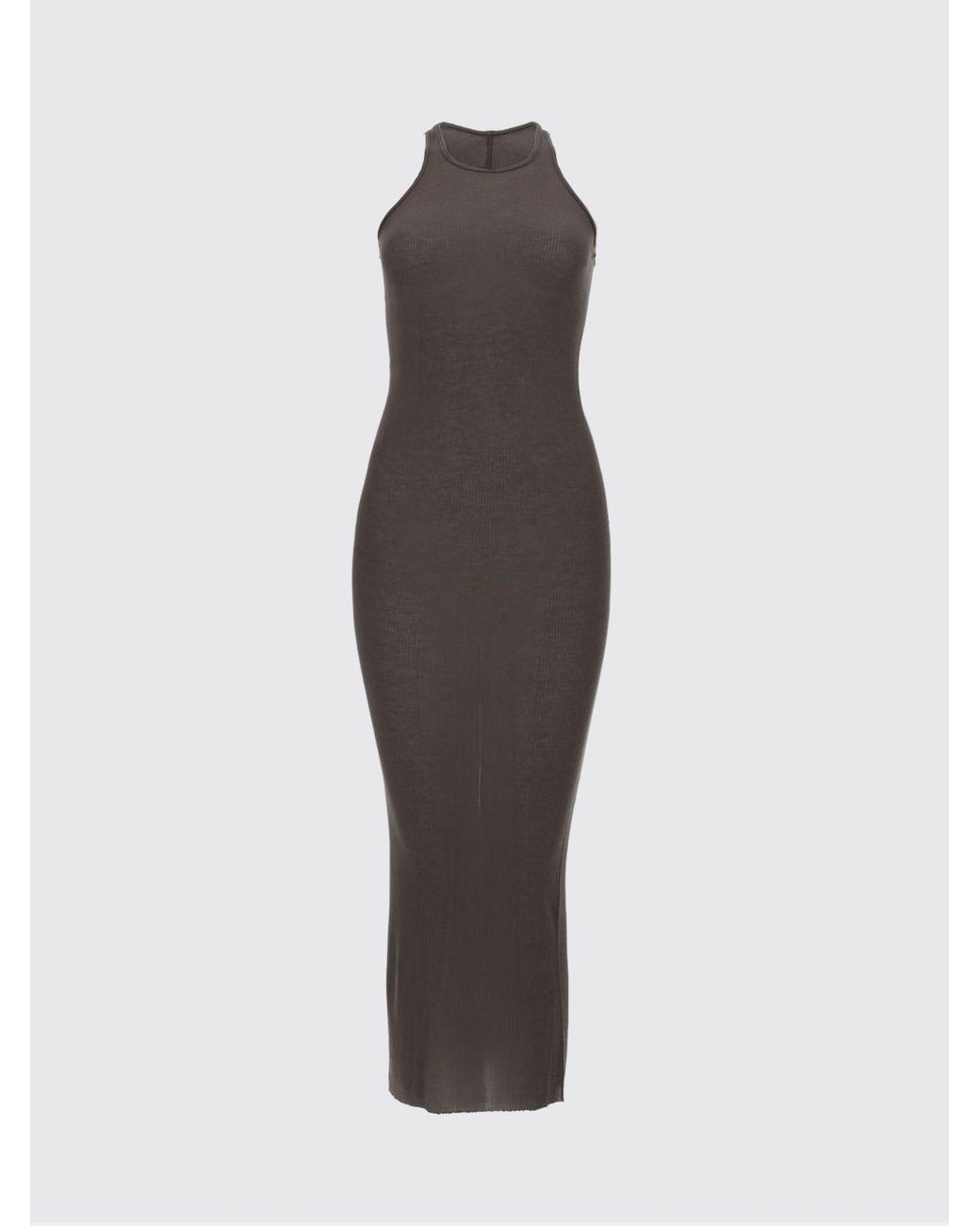 Rick Owens Brown Viscose And Silk Tank Dress