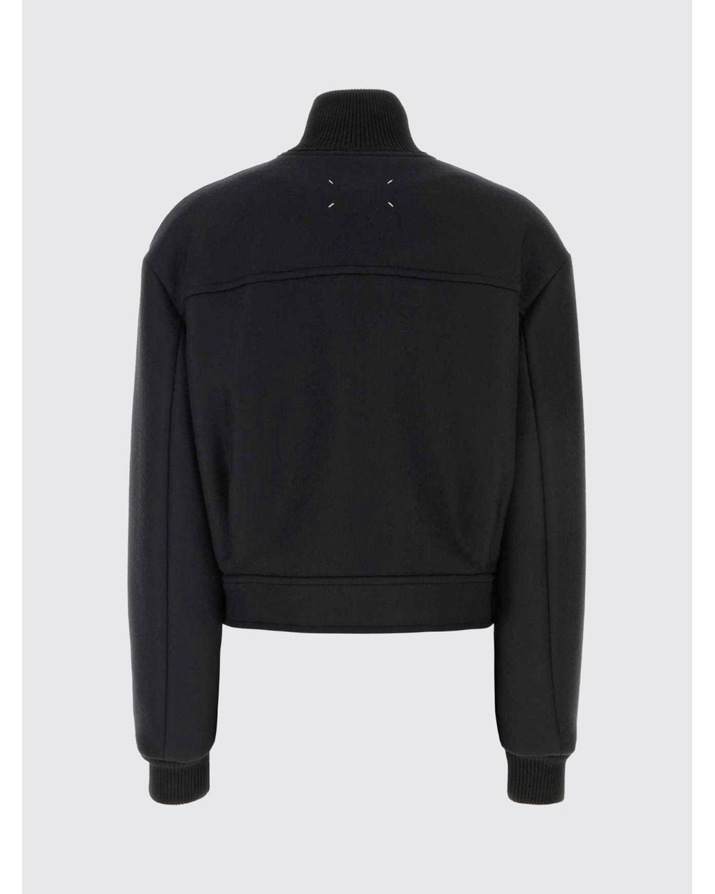 Maison Margiela Blue Virgin Wool Bomber Jacket With Turtleneck Collar