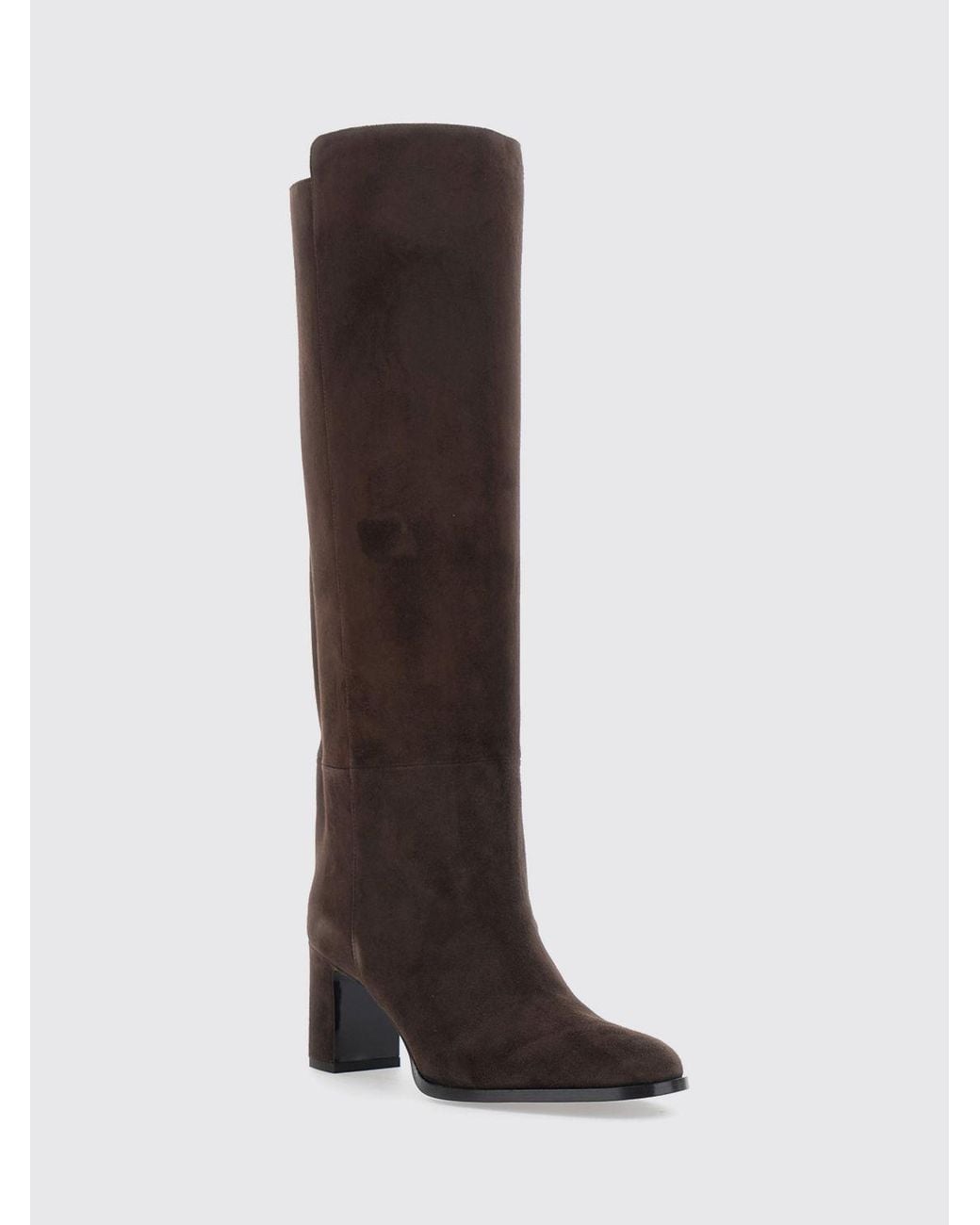 Jimmy Choo Brown Caly Suede Knee-High Boots With Square Heel