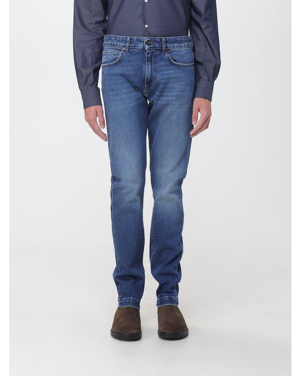 Luciano Barbera Blue Mid-Rise Slim Fit Skinny Jeans for men