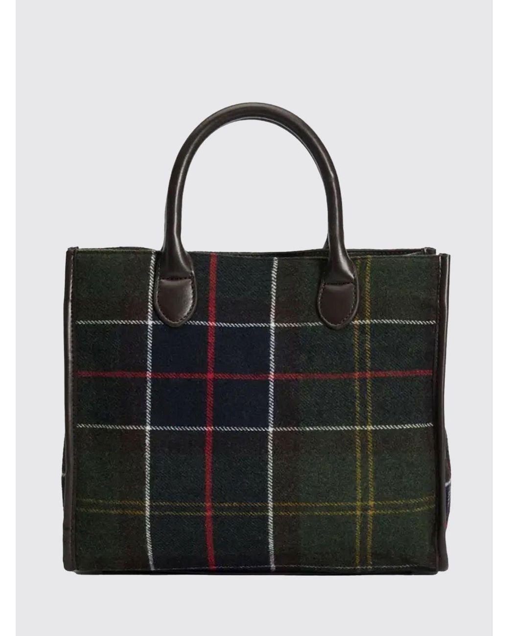 Barbour Black Tartan Wool Blend Handbag With Removable Shoulder Strap