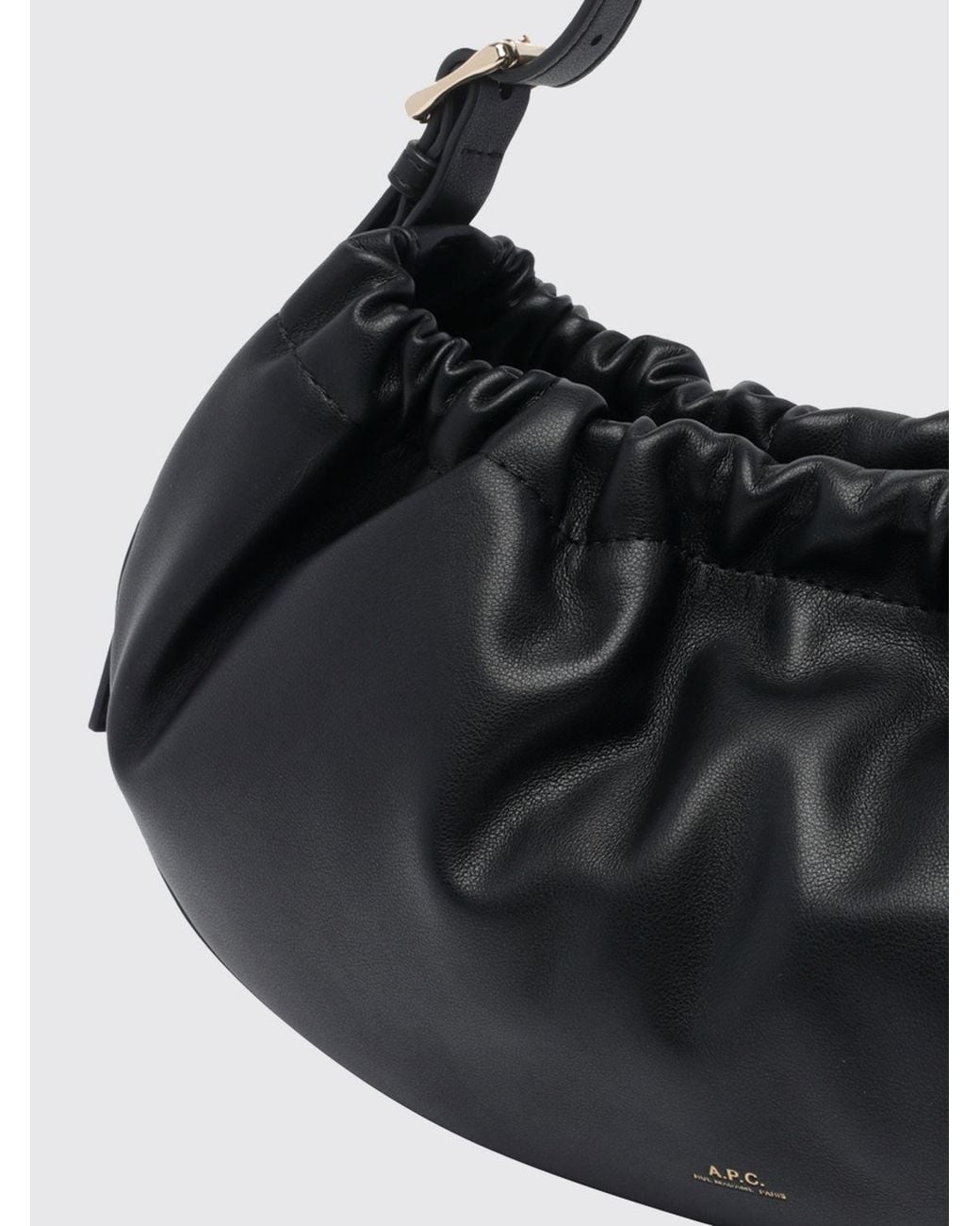 A.P.C. Black Ninon Rounded Synthetic Leather Shoulder Bag With Adjustable Handle