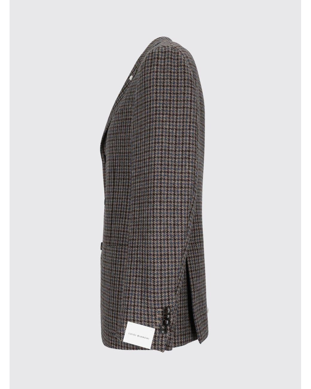 Luigi Bianchi Gray Houndstooth Check Single-Breasted Blazer for men