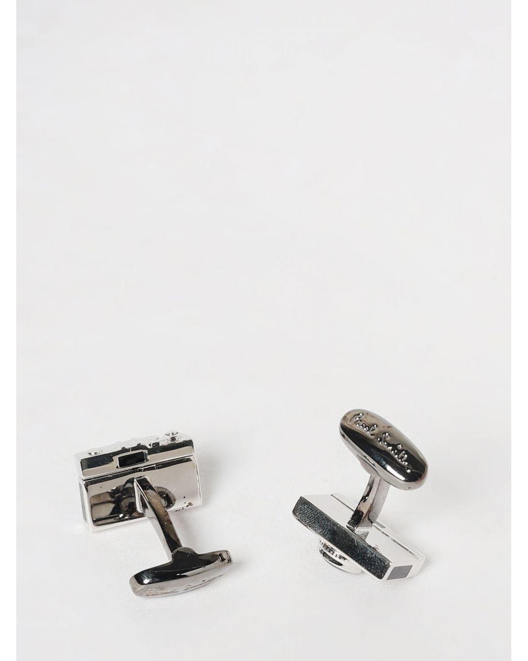 Paul Smith Metallic Bicolor Enameled Metal Cufflinks With Engraved Logo for men