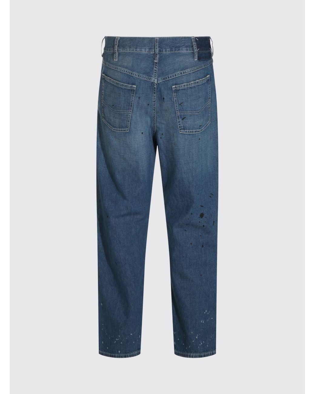 Maison Margiela Blue Straight Fit Abstract Print Cotton Denim Jeans for men