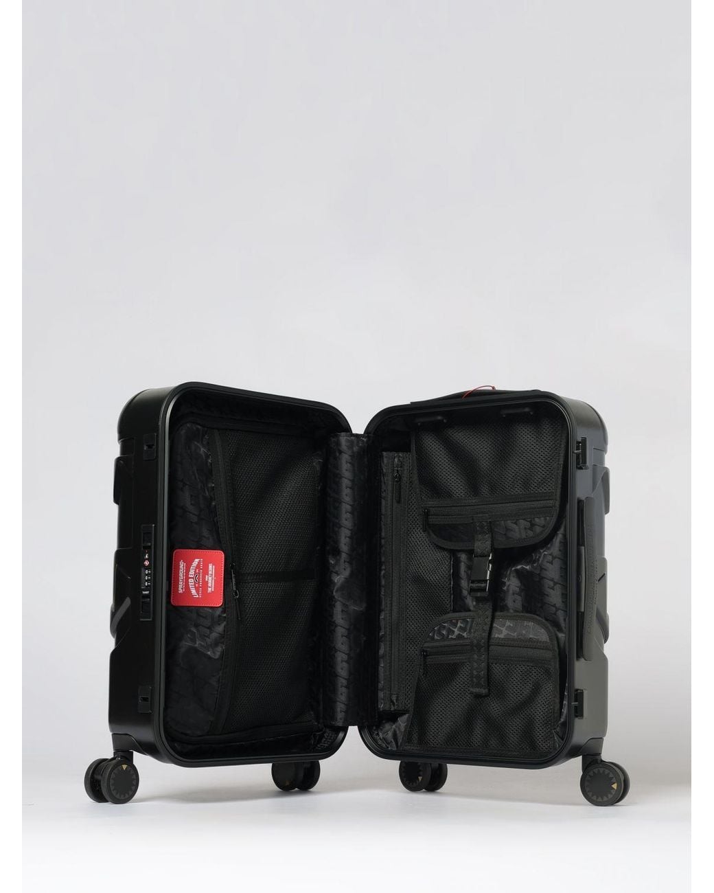 Sprayground Black Polycarbonate Travel Trolley With Embossed Logo And Tsa Lock for men