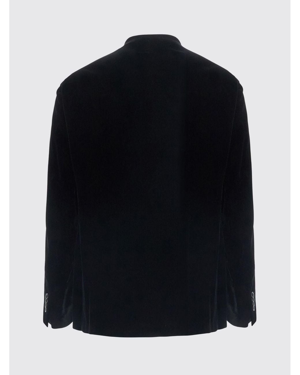 Giorgio Armani Black Double-Breasted Velvet Blazer With Classic Lapels for men
