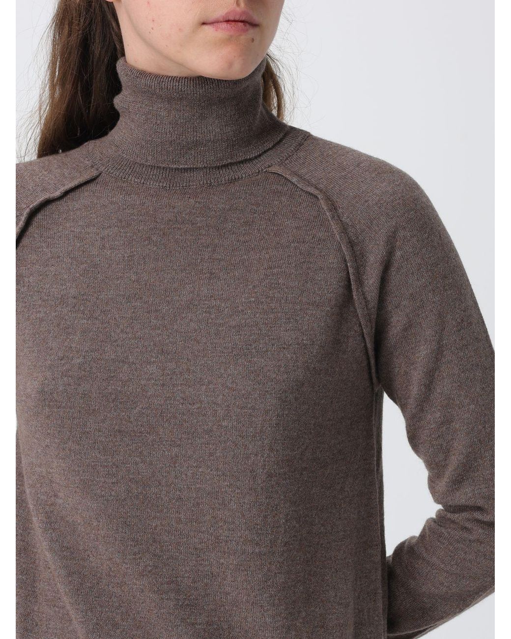 Dondup Brown Long-Sleeved Wool Turtleneck Jumper With Ribbed Hems