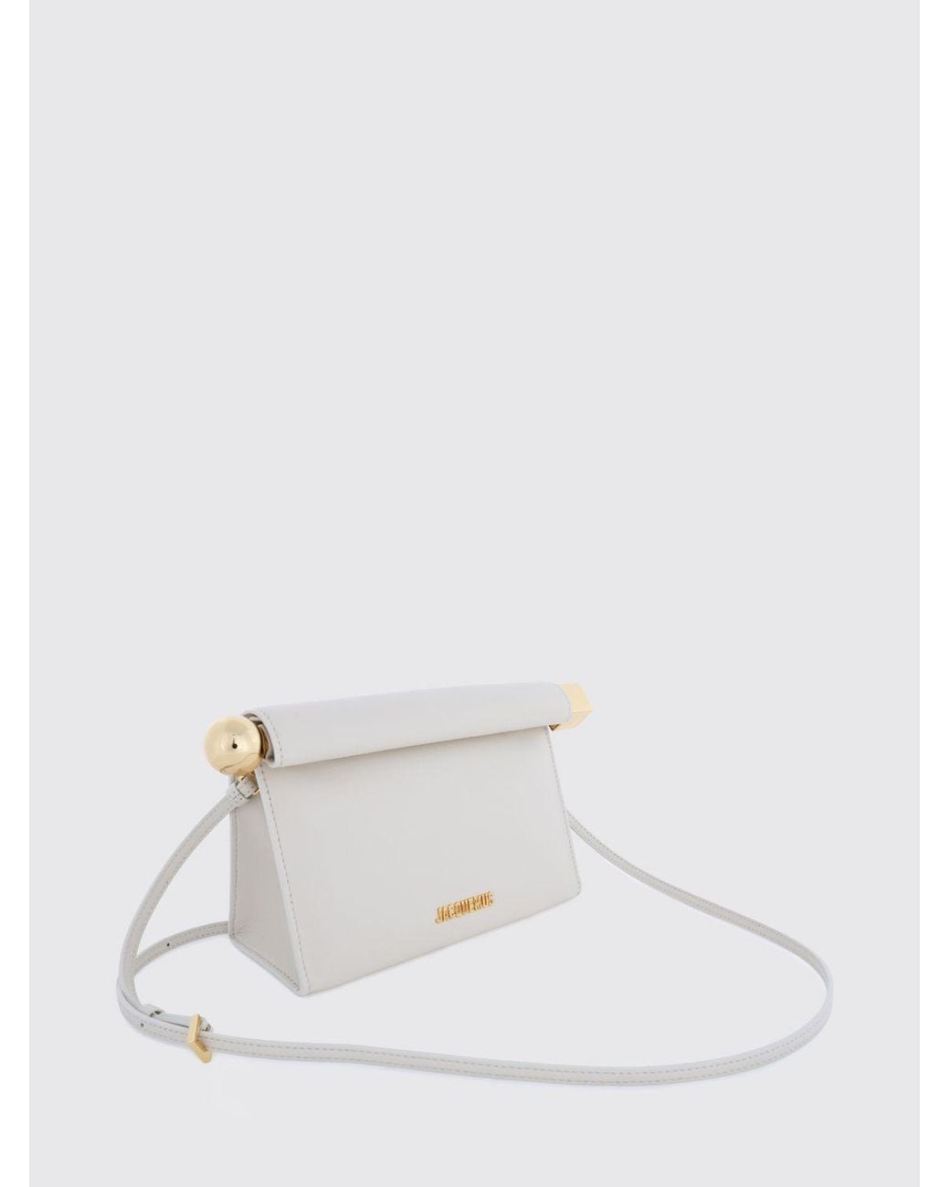 Jacquemus Natural Rond Carré Rigid Lambskin Mini Clutch With Lettering Logo