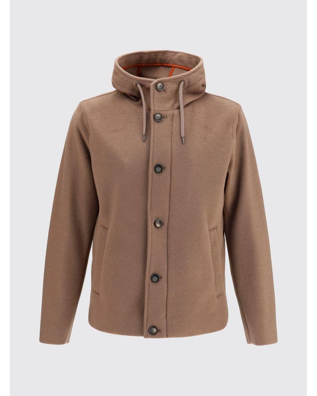 Herno Brown Single-Breasted Short Coat for men