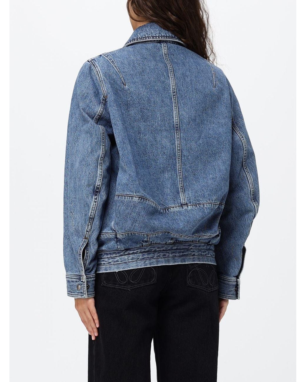 Loewe Blue Cropped Shirt-Style Cotton Denim Jacket