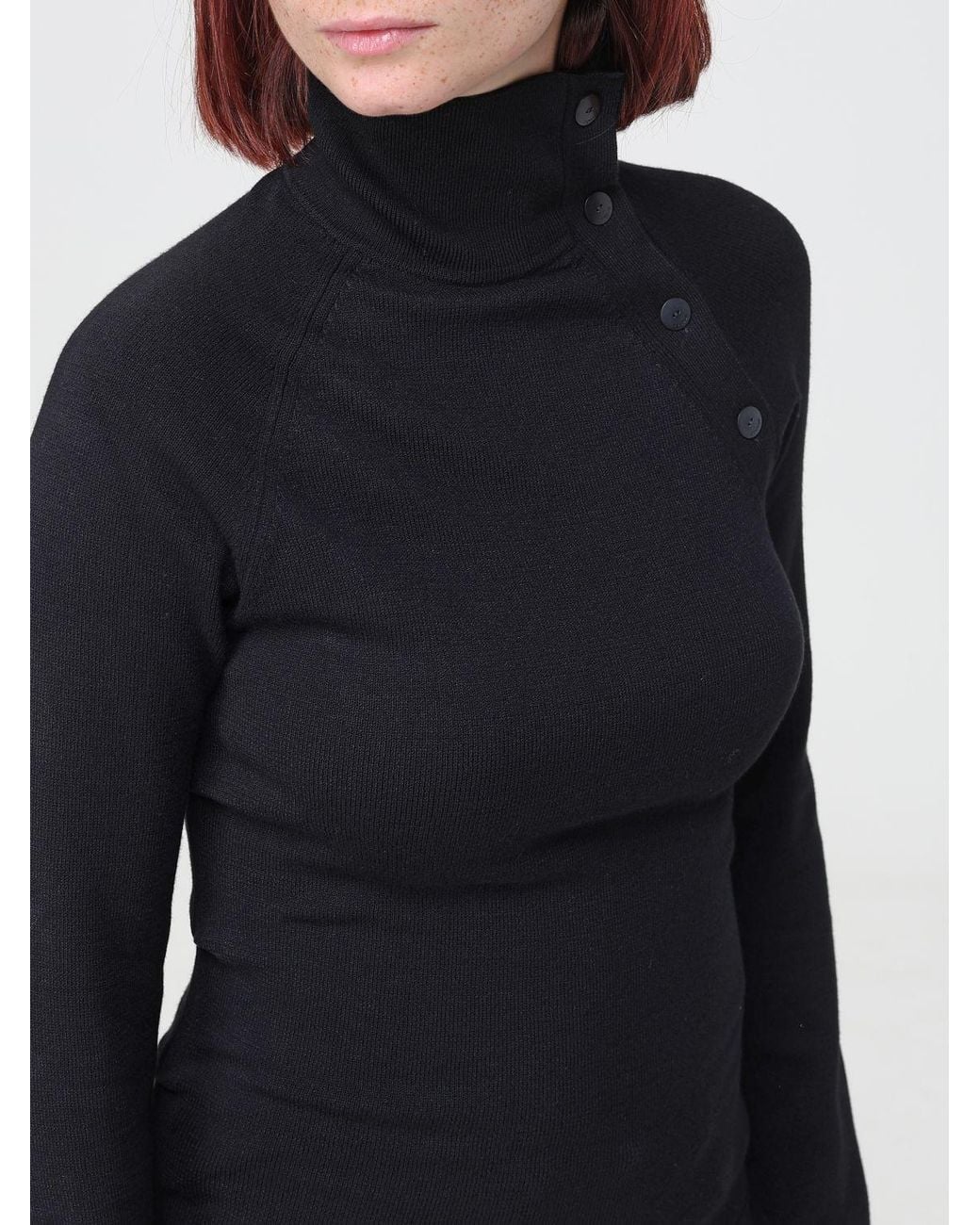 Dondup Black Slim Fit Viscose Turtleneck Jumper With Shoulder Buttons