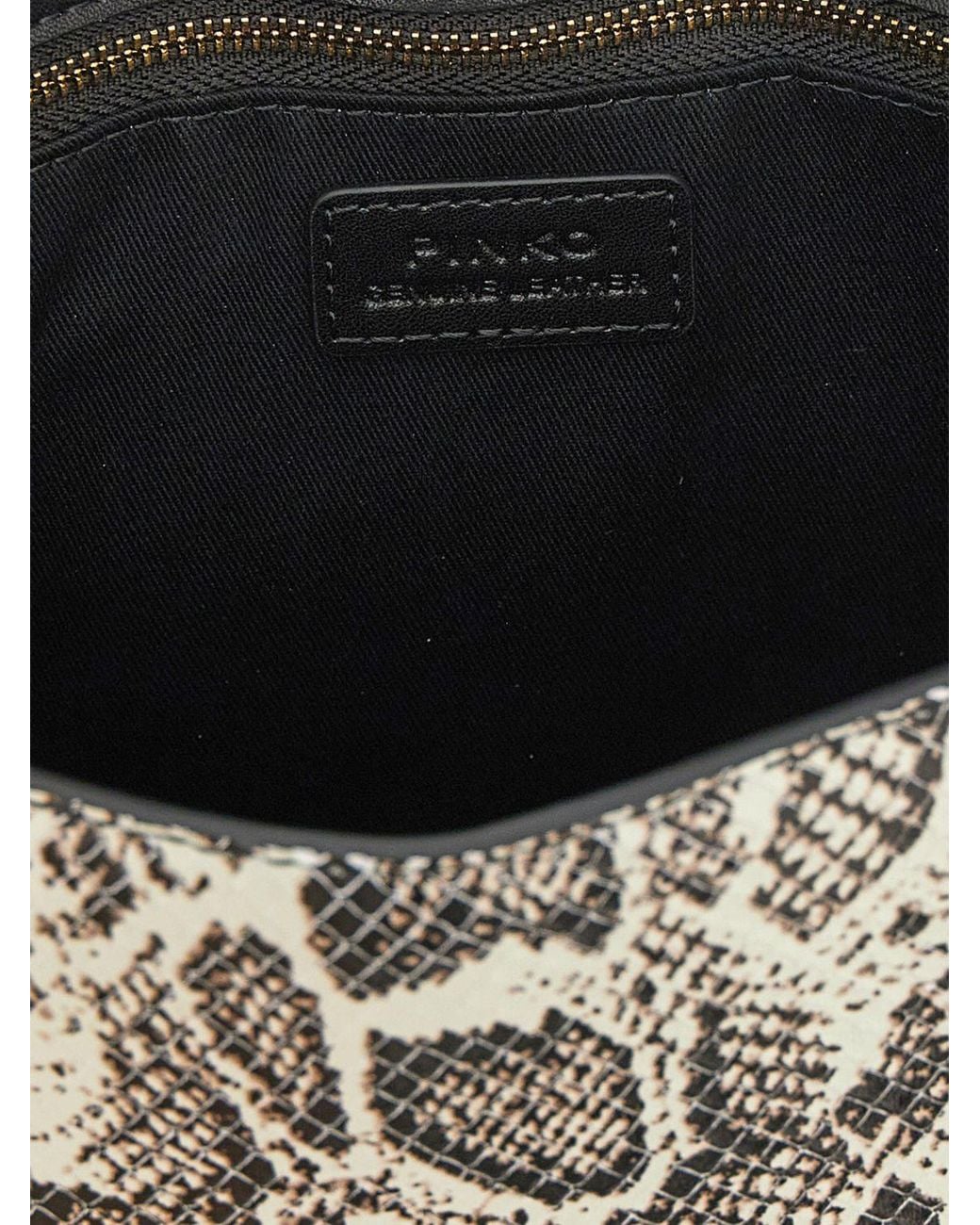 Pinko White Love Bag Python-Print Leather Handbag With Love Birds Logo